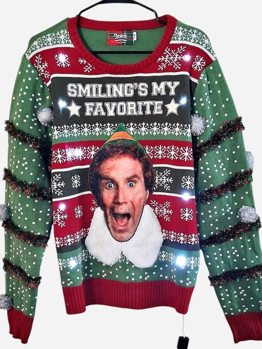 Spencer's Green & Red 'Smiling's My Favorite' Elf Crewneck Sweater